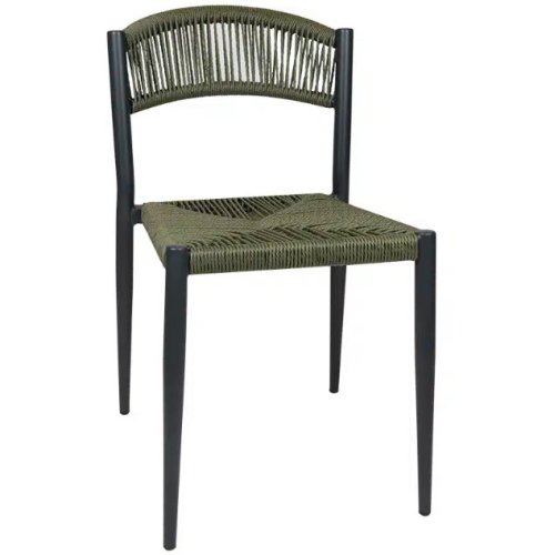 "Jonah" chair in anthracite/olive green made of wicker look aluminium
