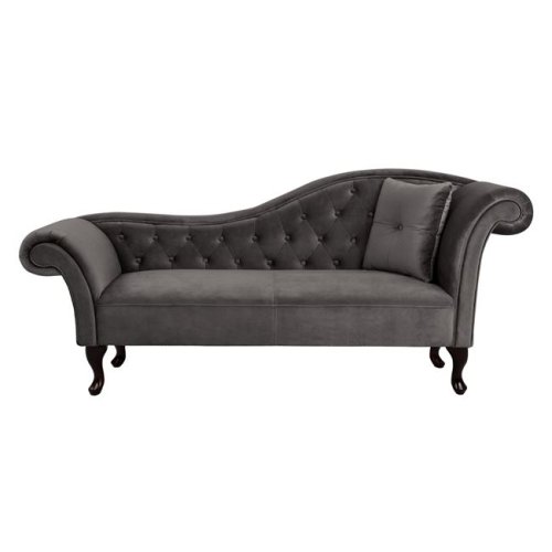 Chesterfield Sofa NIOVI aus Samt in Farbe Grau