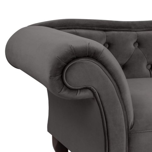 Chesterfield Sofa NIOVI aus Samt in Farbe Grau