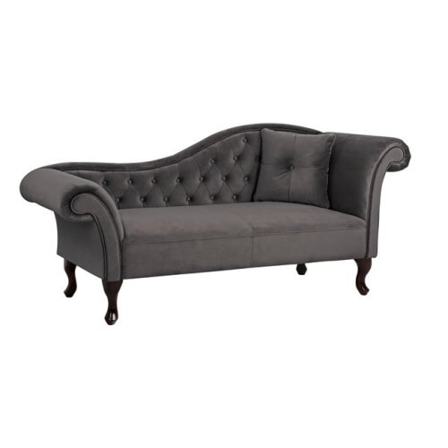 Chesterfield Sofa NIOVI aus Samt in Farbe Grau