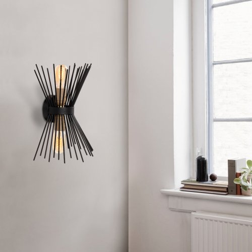 Wandlampe 2Lichter Metall Schwarz 23X16X33 cm