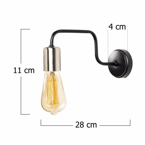 Wandlampe Metall Schwarz 28x4x11 cm