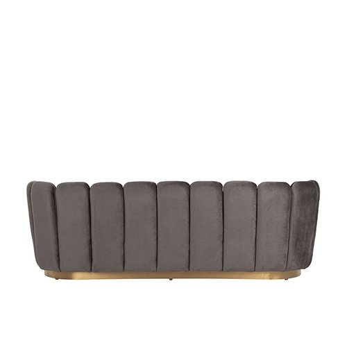 3-Sitzer Sofa "Blaze" aus grauem Samt und goldenem Metallgestell