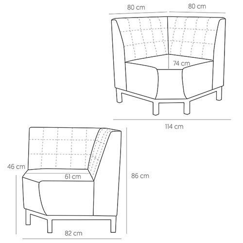 Πάγκος Corner Vinnie 80x80 cm σε χρώμα κονιάκ