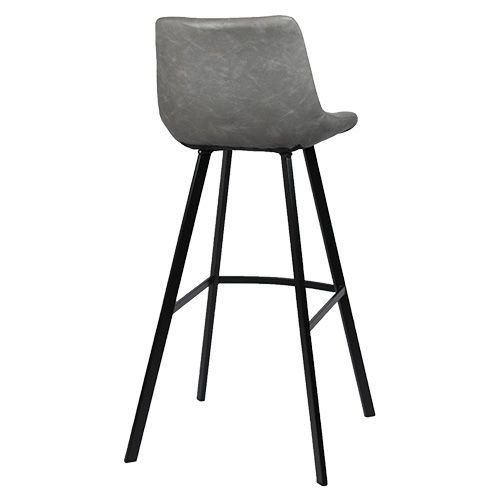 Artificial leather upholstered barchair "Binq" with metal legs in grey