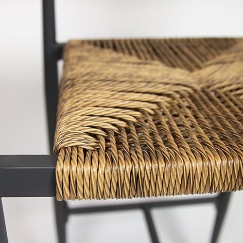 Barhocker "Jonah A" aus natürlich braunem UV-beständigem Draht (Seilgeflecht) und Aluminiumrahmen