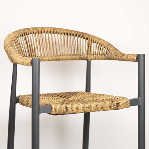 Barhocker "Jonah A" aus natürlich braunem UV-beständigem Draht (Seilgeflecht) und Aluminiumrahmen