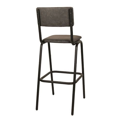 Bar stool "Skool Anthracite" made of wood, anthracite synthetic leather and metal frame