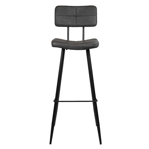 "Teddy" bar chair in faux leather in anthracite gray color and metal legs