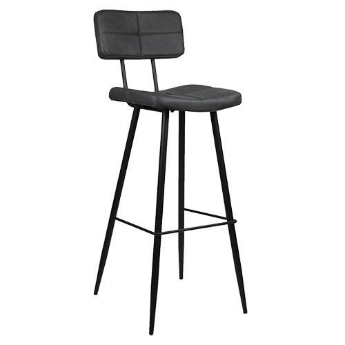 "Teddy" bar chair in faux leather in anthracite gray color and metal legs