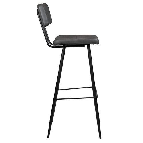 "Teddy" bar chair in faux leather in anthracite gray color and metal legs