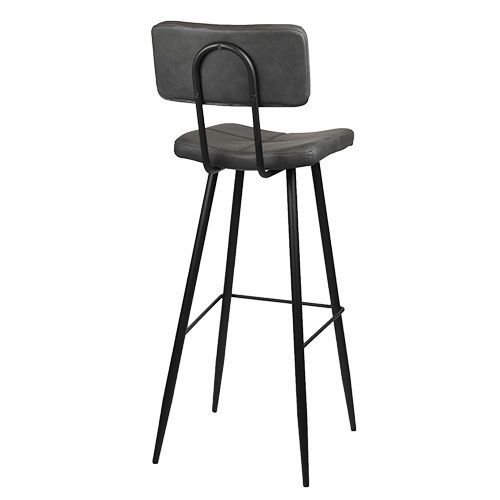 "Teddy" bar chair in faux leather in anthracite gray color and metal legs