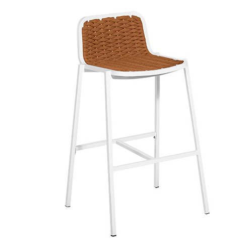 Barhocker "Tora" in Seilgeflecht Oker Farbe aus Aluminium
