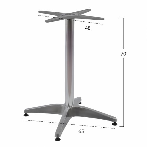 Aluminum Base 4legs 65x65x70cm with cross 48x48cm Chromed