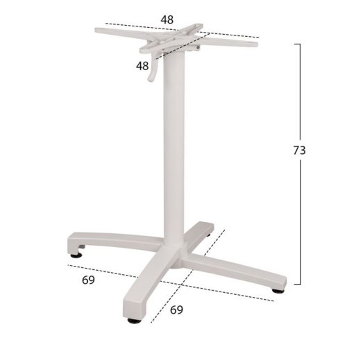 Weißes Tischuntergestell mit Klappboden Höhe 73 cm