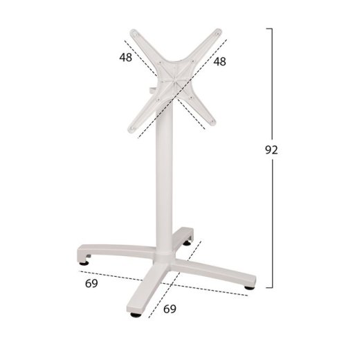 Weißes Tischuntergestell mit Klappboden Höhe 73 cm