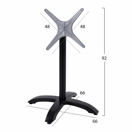 Tischfuß aus Aluminium in mattem Schwarz mit Reglern