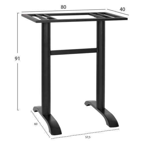 UNTERGESTELL AUS  METALL MITTELHÖHE DOPPELT IN SCHWARZ 40Χ80Χ91 cm