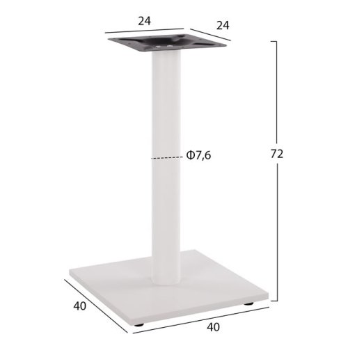 Mattweißes Tischuntergestell aus Metall 40x40xH72 cm