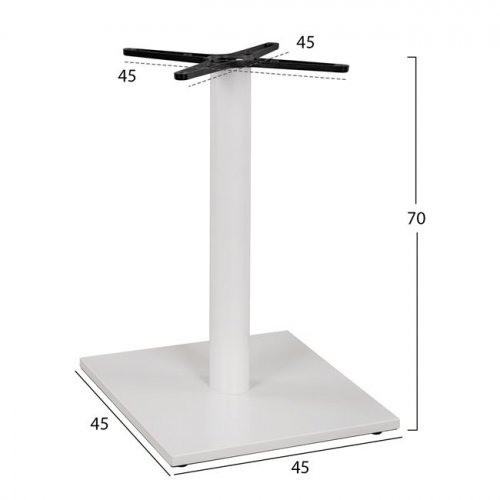 Outdoor Tischuntergestell aus Metall in weiss matte 45Χ45Χ70cm mit Kreuz 45Χ45cm