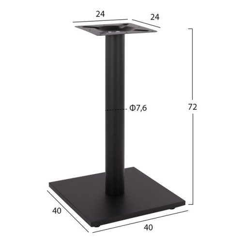 Mattschwarzes Tischuntergestell aus Metall 40x40xH72 cm