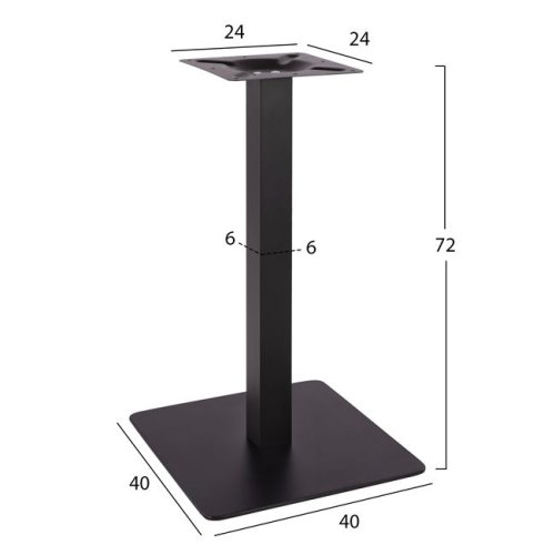 Tischuntergestell aus mattschwarzem Metall 40x40xH72cm