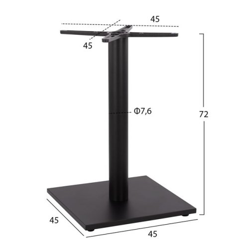 Matt gray metal table base 45 x 45 x H71.5 cm