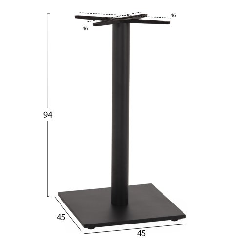 UNTERGESTELL FÜR STEHTISCH MITTELHÖHE - MATTGRAUES METALL - HÖHENVERSTELLER - KREUZ 46Χ46cm 45Χ45Χ94 cm