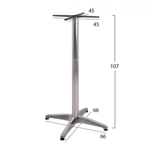Outdoor Tischuntergestell Aluminium 66X66X107cm mit Kreuz 45X45cm Chrom