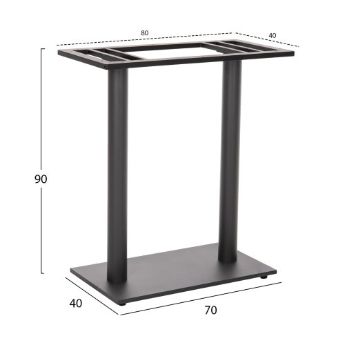 STEHTISCHGESTELL MITTELHÖHE MATTGRAUEM METALL 2-SÄULEN 40Χ80Χ90 cm