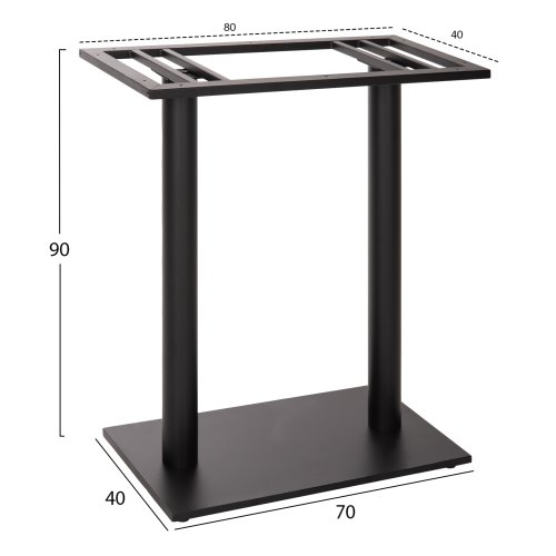 STEHTISCHGESTELL MITTELHÖHE MATTSCHWARZES METALL 2-SÄULEN 40Χ80Χ90 cm