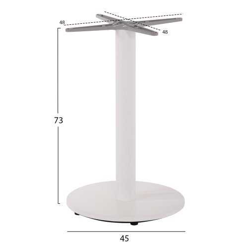 ALUMINIUM-TISCHGESTELL RUND WEIß MATTE KREUZ 48X48cm Φ45X72cm
