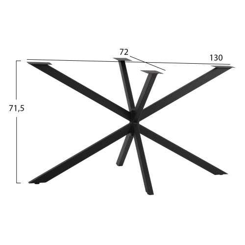 SCHWARZ METALL DOPPELKREUZ-TISCHUNTERGESTELL 130 x 72 x 71,5 cm