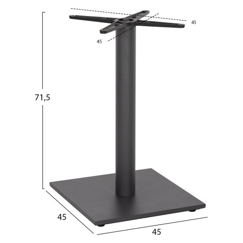 TISCHGESTELL METALLGRAU MATTE 45X45X71,5cm. MIT KREUZ 45X45 UND REGLER