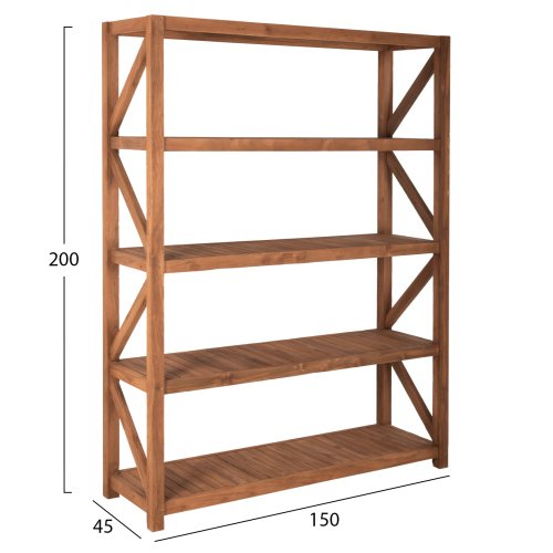 BÜCHERREGAL RECYCELTES TEAK IN NATURAL 150x45x200Hcm