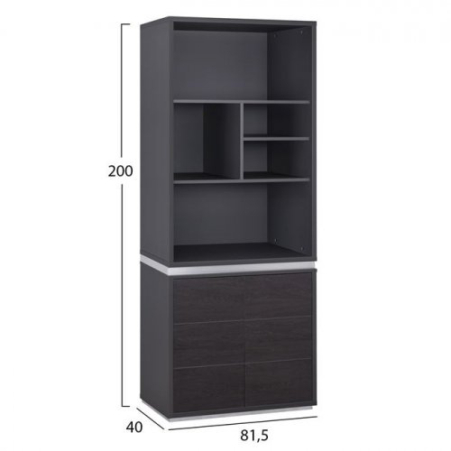 Professional office library made of melamine in gray and wenge colors