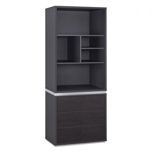 Professional office library made of melamine in gray and wenge colors