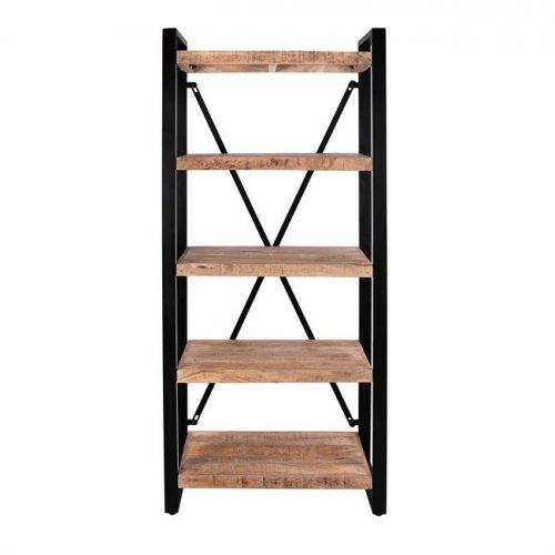 Bücherregal Metall und massives Mangoholz 80x45x186