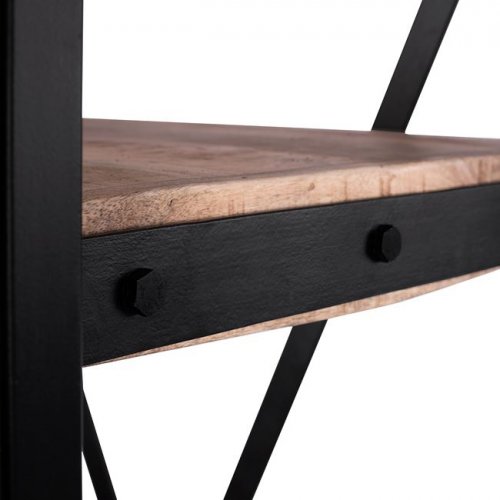 Bücherregal Metall und massives Mangoholz 80x45x186