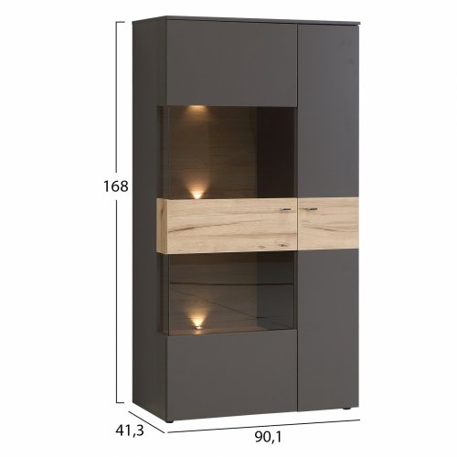ΒΙΤΡΙΝΑ ΜΕ ΦΩΤΙΣΜΟ LED SAGE ΓΚΡΙ ΦΥΣΙΚΟ 90,1x41,3x168 εκ.