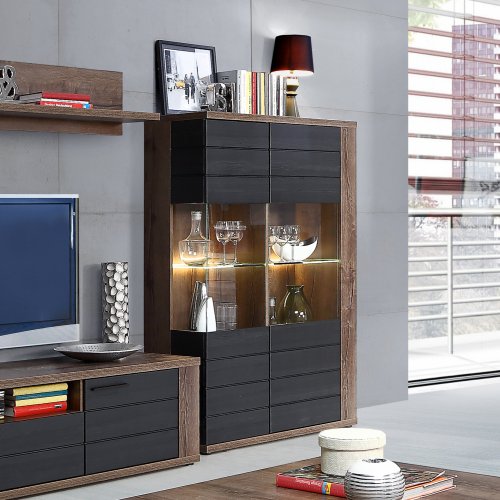 ΒΙΤΡΙΝΑ ΜΕΛΑΜΙΝΗΣ RYKER ΚΑΡΥΔΙ ΓΚΡΙ 101,8x41,6x155,5 εκ.