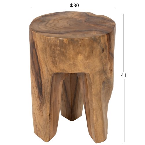 3-BEIN-HOCKER MASSIVES TEAK NATURFARBE Φ30x40Hcm