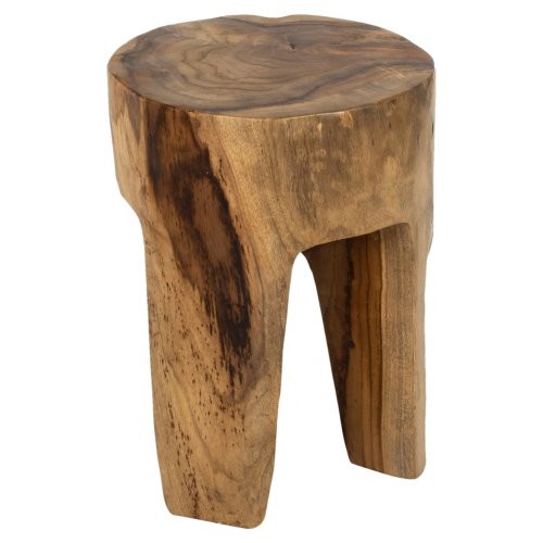 3-BEIN-HOCKER MASSIVES TEAK NATURFARBE Φ30x40Hcm