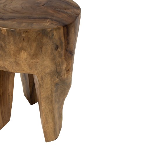 3-BEIN-HOCKER MASSIVES TEAK NATURFARBE Φ30x40Hcm