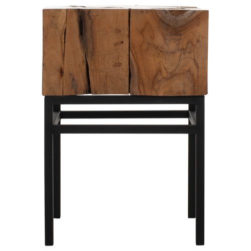 BEISTELLTISCH QUADRATISCHES MASSIVES TEAK NATURFARBE 38X38X55H