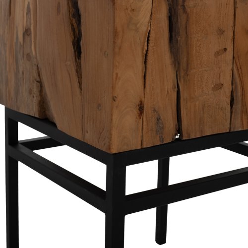 BEISTELLTISCH QUADRATISCHES MASSIVES TEAK NATURFARBE 38X38X55H