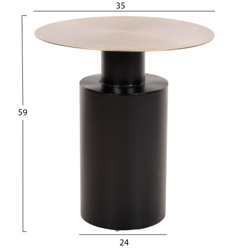 CUTTY BEISTELLTISCH METALLIC SCHWARZ-DUNKELKUPFER Φ51X55,5cm