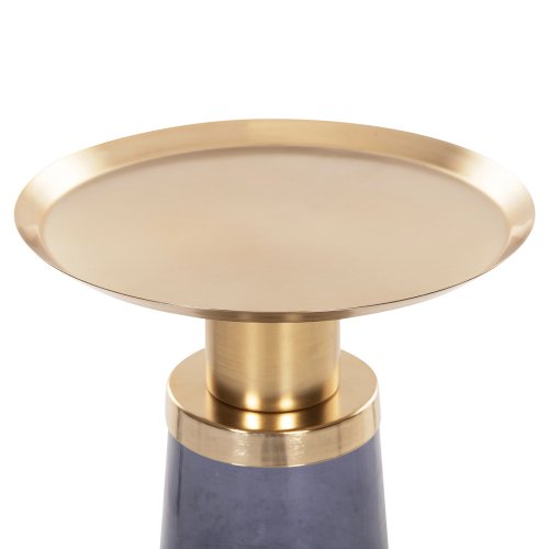 BEISTELLTISCH BALLIN BLAU GLAS-METALL IN GOLD Φ37,5x49,5Hcm