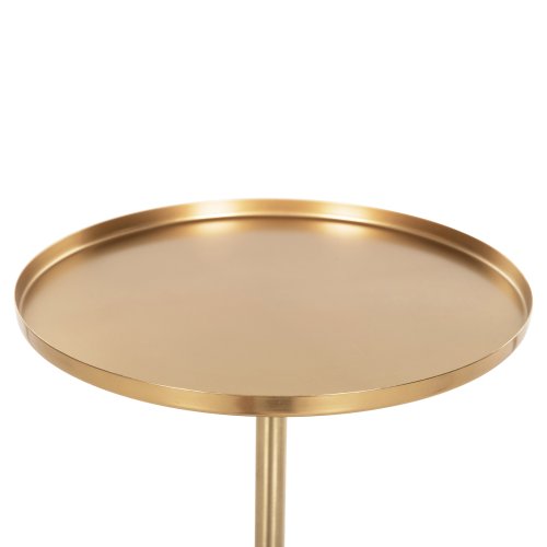 BEISTELLTISCH, RUND, KAPPUR, MANGOHOLZ IN NUSSBAUMFARBE, METALL IN GOLD, Φ38x62Hcm