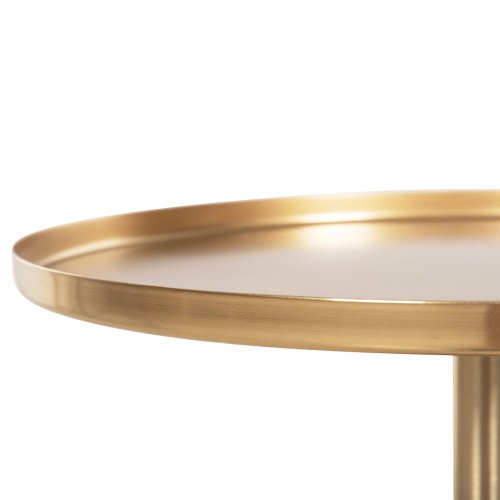 BEISTELLTISCH, RUND, KAPPUR, MANGOHOLZ IN NUSSBAUMFARBE, METALL IN GOLD, Φ38x62Hcm